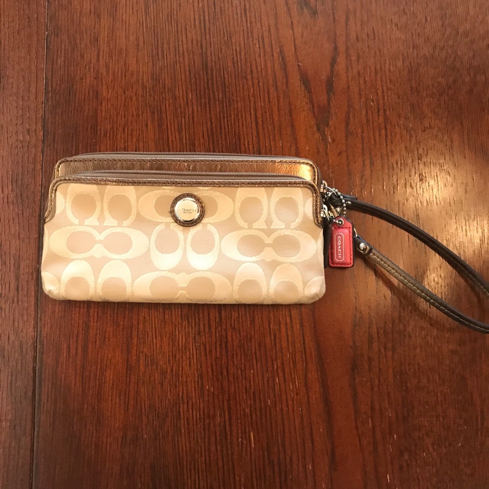 Gold Signature Coach Wristlet